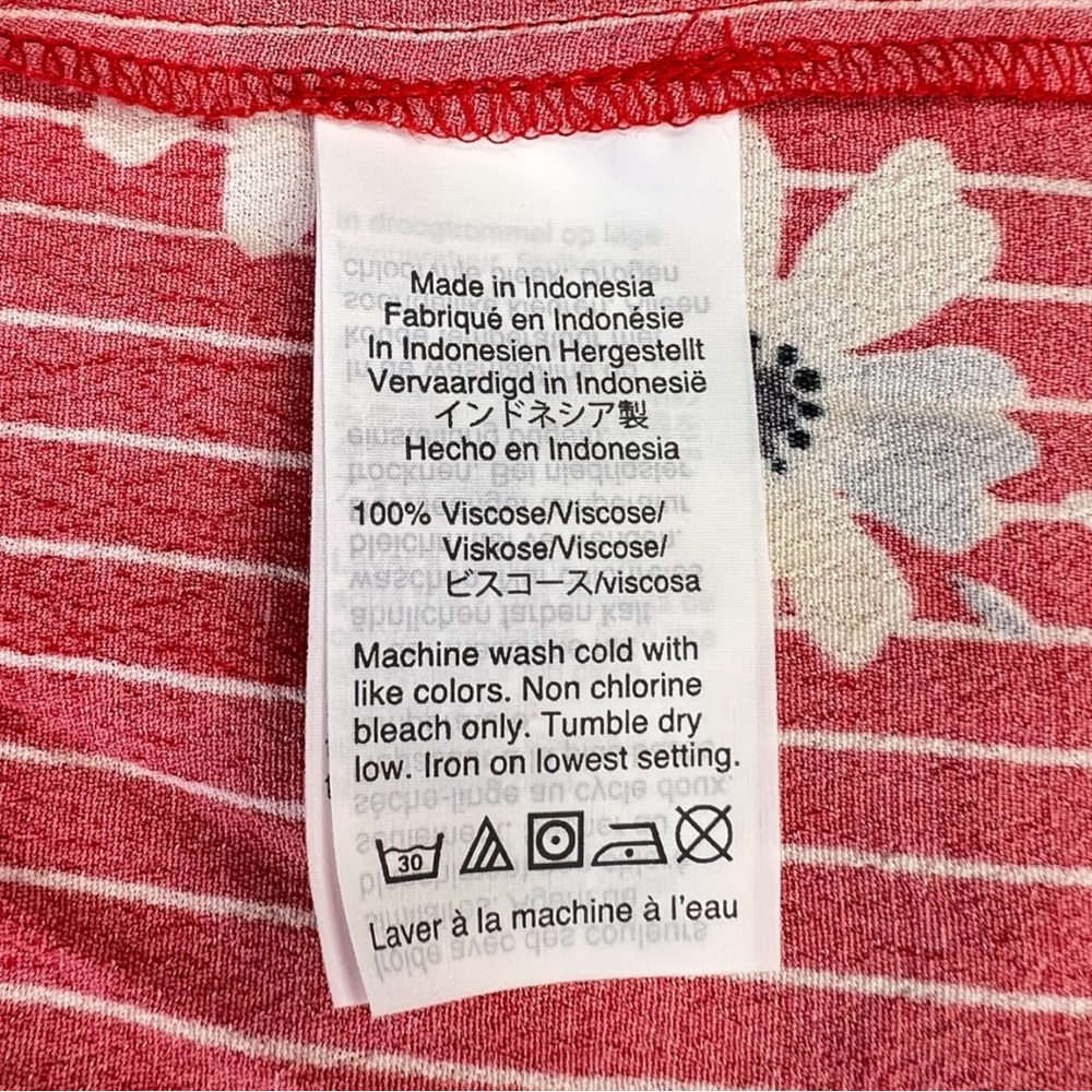 Madewell Daisy Society Rhyme Short Sleeve Top Size S Red White Striped Floral - Picture 4 of 6